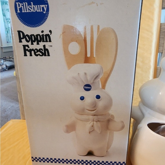 Pillsbury Dough Boy Kitchen Tool Holder 3 New Wooden Tools w/ original box 1988 - Picture 5 of 6